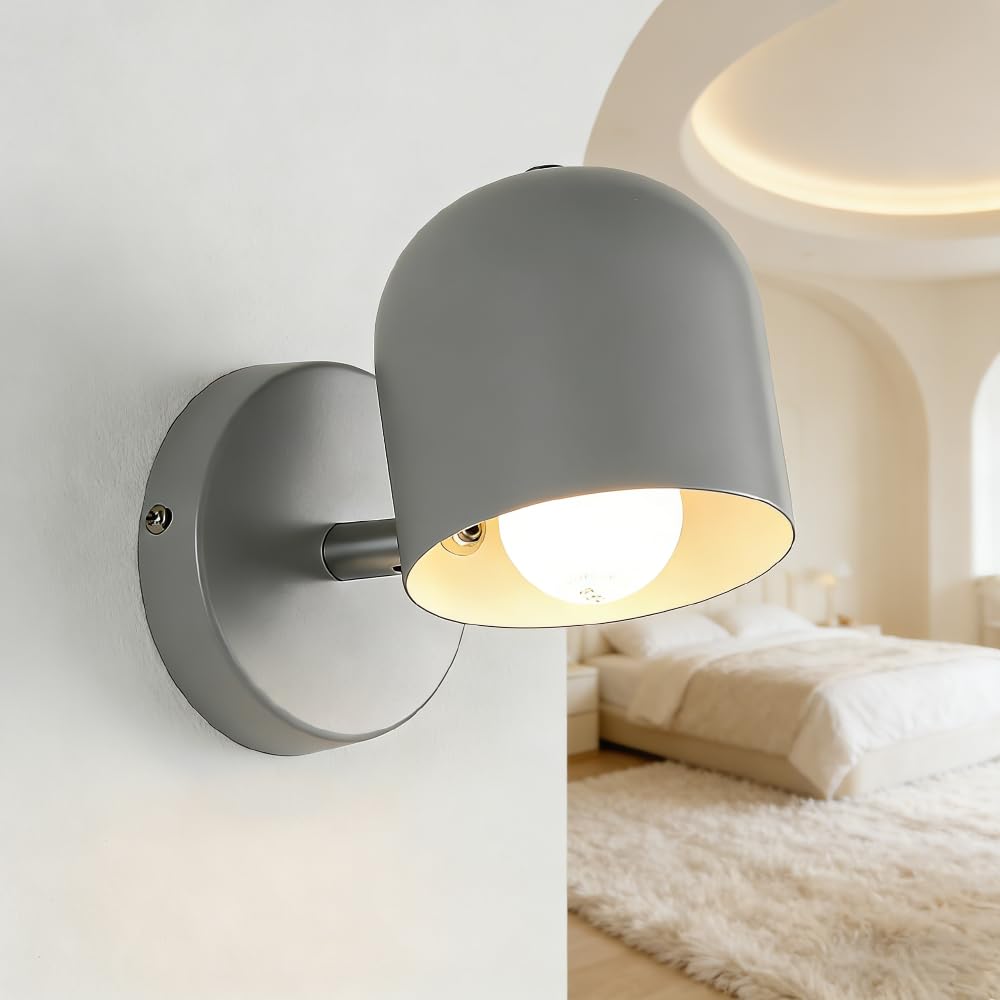 XINYASEE Bedside Wall lamp, Modern Minimalist Wall lamp for Bedroom and Living Room, Creative Macaron Nordic Reading lamp for Balcony and Hallway, Background Wall lamp (Gray)