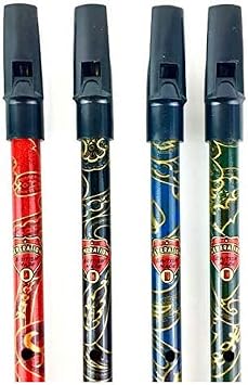 Generation 700521 Boho Model Designer English Tin Penny Whistle in D Gift Pack Green, Blue, Red, Black Red