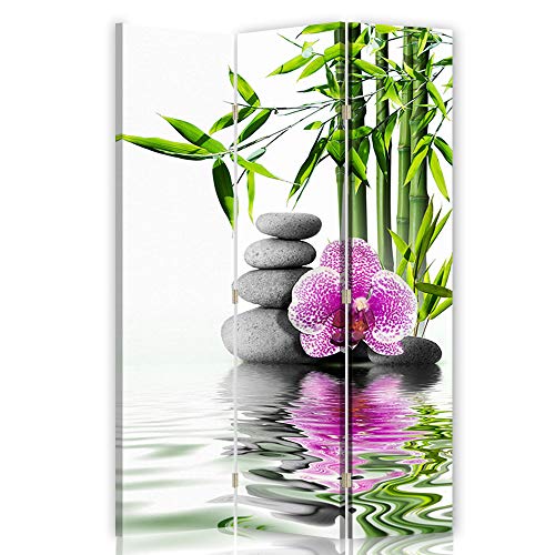 F FEEBY Wall Decor Paravent intérieur Orchidée Réversible 3 Panneaux Spa Zen Blanc 110x150 cm