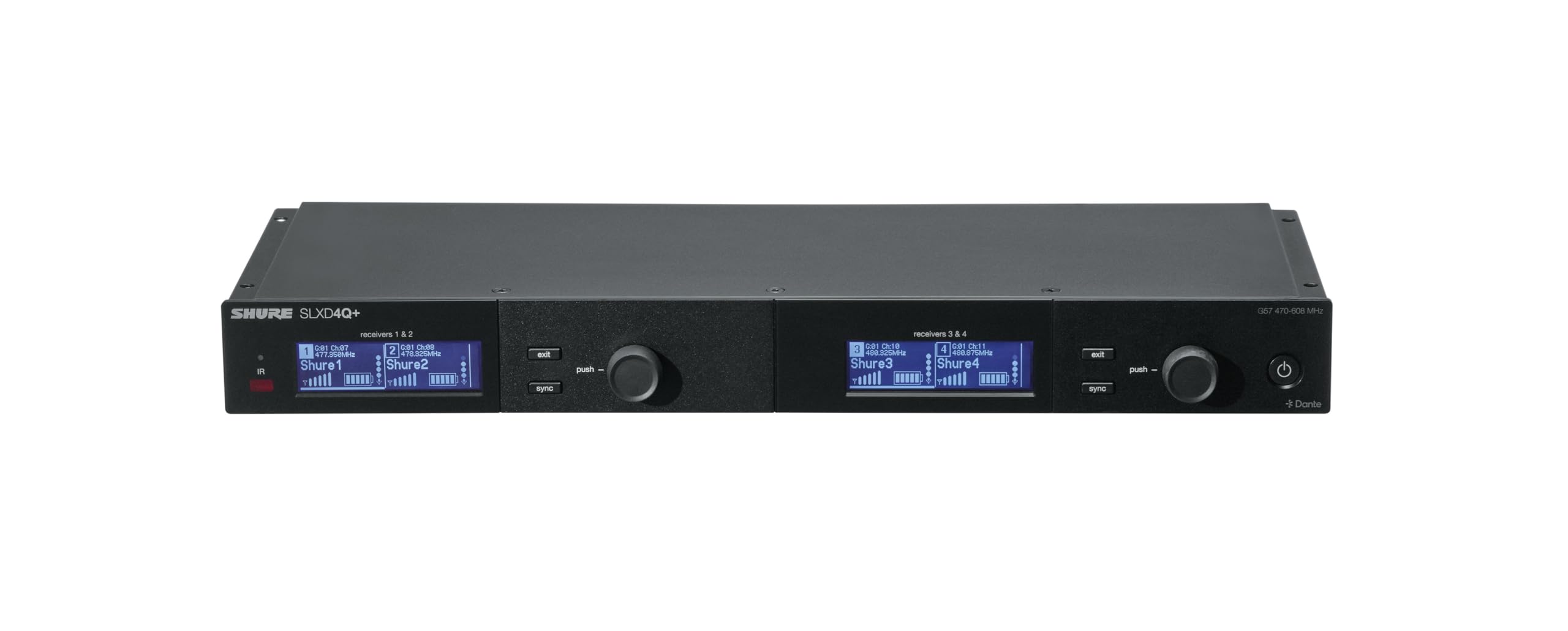 Shure SLX-D Digital Wireless Quad Receiver with Dante - 24-Bit Audio, 138MHz Wide Tuning Range, Space-Saving Design for 4 Channels (SLXD4QDAN+=-G57)-picture-24