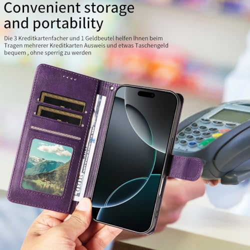 Étui compatible iPhone 16 Pro Max marron housse clapet cuir souple
