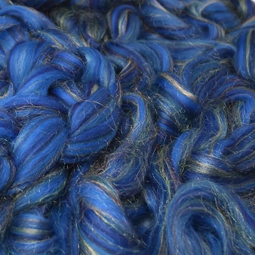 Image of Combed Top Roving. Limited Edition Fiber for Spinning, Needle Felting, Wet Felting, Weaving and Crafting. Fancy, Colorful, Exotic Designer Blend, Phasian