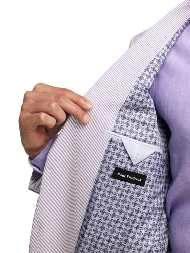 Paul Fredrick Men's Cotton Seersucker Single Breasted Notch Lapel Suit Jacket4