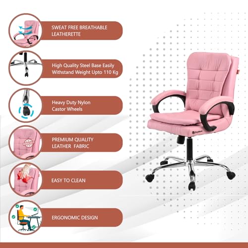 Image of GOYALSON Mesh Back Revolving Chair for Office Home Swivel Desk Chair with Comfortable Seating & Wheels (2, Pink, Standard)
