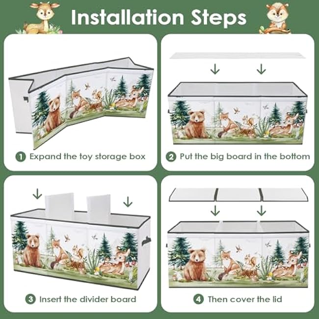 Large Toy Box Chest Organizer with Flip Lid for Kids, Collapsible Oxford Toy Storage Box with Handles for Boys Girls, Sturdy Waterproof Storage Organizer for Bedroom Playroom Nursery, 37.7¡Á12.5¡Á15.7''