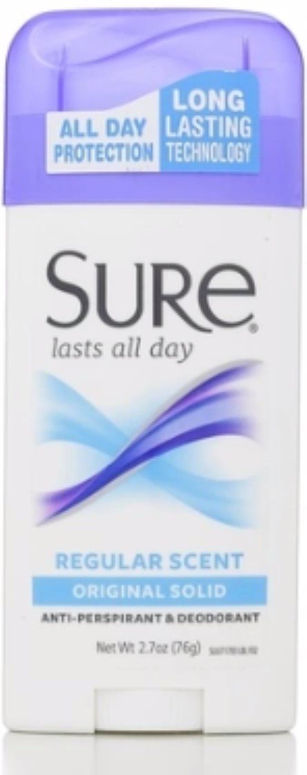 Sure Regular Original Solid Antiperspirant & Deodorant 2.7 Ounces (Pack of 8)