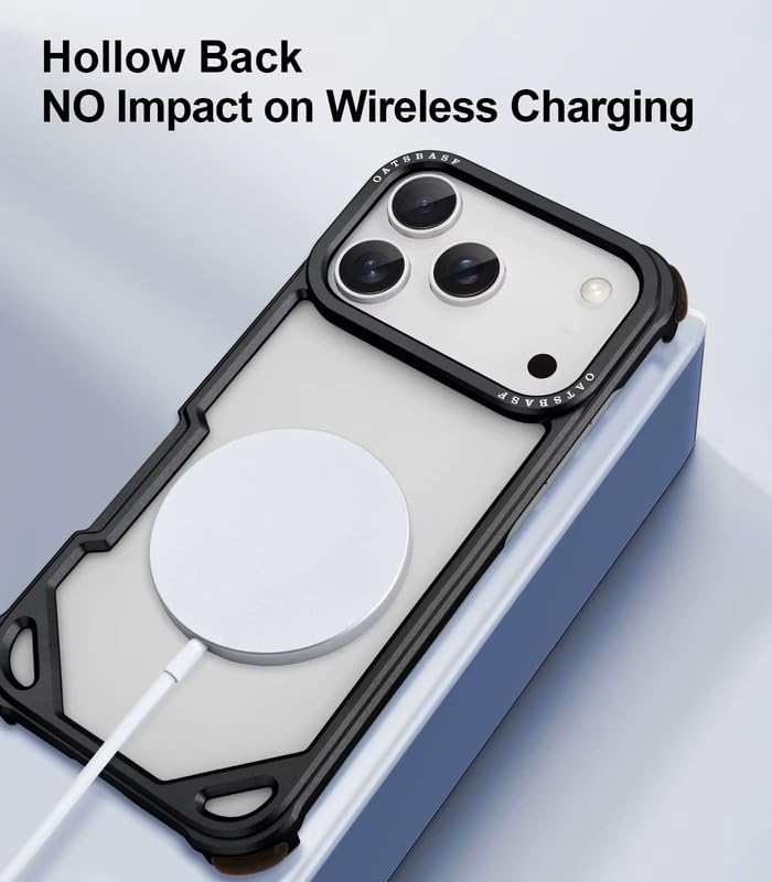 Image of Aluminum Frame Metal Bumper Compatible with iPhone 17 Pro Max | Simple Shield Air Cushion Shockproof | Edge Protection, Minimalist Slim - Black
