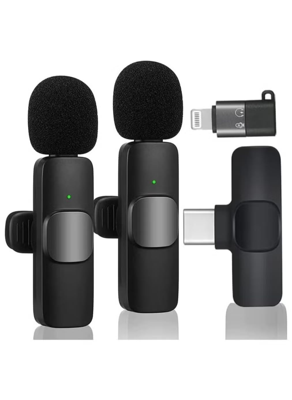Shopy-Basket K9 Dual Wireless Lavalier Microphones, 2.4GHz, Plug & Play for iPhone/iPad/Android/USB-C, Noise Reduction, Auto Sync, for Vlogging/Podcasting/YouTube