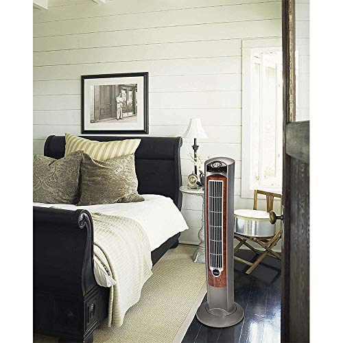 Lasko Oscillating Tower Fan with Remote - Quiet Standing Fan for Bedroom, Office, and Home - 3 Speeds - Powerful Cooling Air - T42954 - 42" Tall – Gray/Woodgrain - image 6