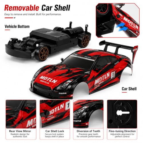 Image of Nextronix 40 km /h High-Speed 1:16 Scale 4WD RC Drift Car | 2.4GHz Remote Control Racing Car with LED Lights & Rechargeable Battery | Red Edition