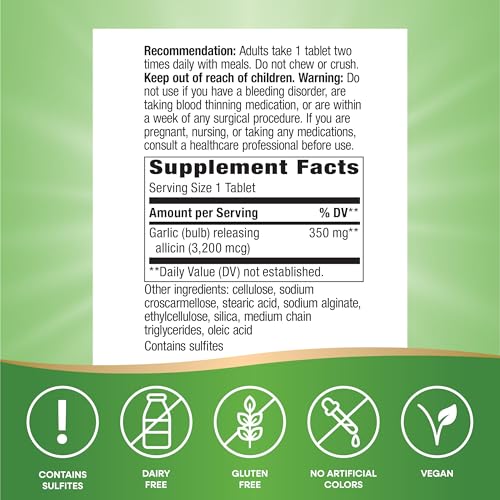 Nature's Way Garlicin Cardio Odorless Garlic Tablets, Vegan, 180 ct - image 5