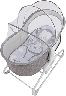 Mastela 5 in 1 Cradle for Baby- Automatic Electric Swing with 5-Points Harness, Breathable Net, 360° Rotation, Soft Headrest and Removable Mosquito Net Bassinet for New Born to 3 Years