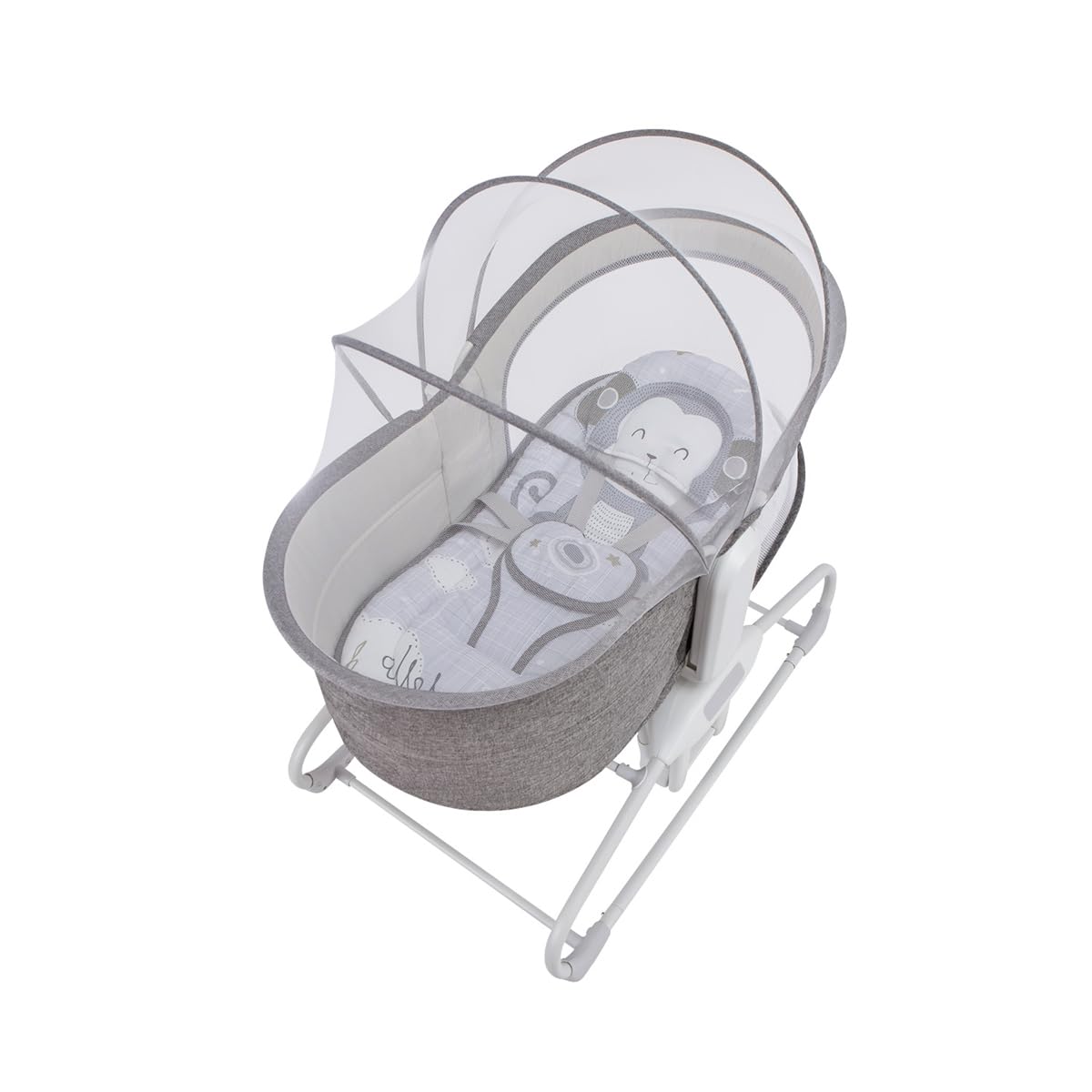 Mastela 4 In 1 Cradle For Baby- Automatic Electric Swing With 5-Points Harness,Breathable Net,360° Rotation,Soft Headrest & Removable Mosquito Net Bassinet For New Born To 3 Years - Plastic,Multicolor