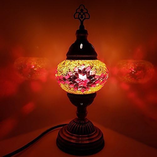 was £29.95 - Turkish Lamp/Moroccan Lamp/Tiffany Style Glass Desk Table Lamp 29cm - OR13