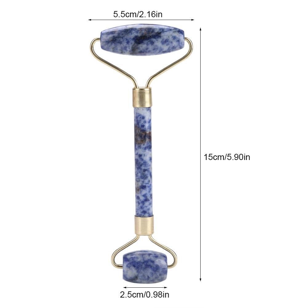 Rouleau de beauté à double tête - Outil de massage du cou yeux de jade pour le visage(Bleu)