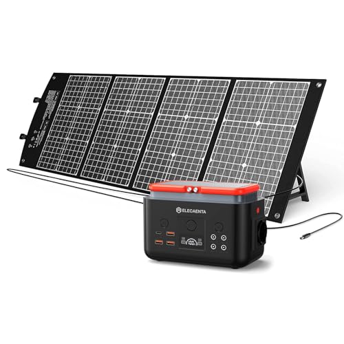 Estación de Energía Portátil 200Wh con Cargador Solar Portátil 120W, Acumulador Portatil Energía LiFePO4 Batería de Reserva para Camping y Emergencia