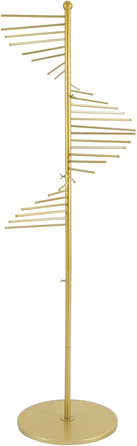 30 Rods Gold Freestanding Metal Spiral Scarf Display Stand, Commercial Hijab Organizer Belt Pants Hanger for Clothing Store Home, Space Saving Shelves