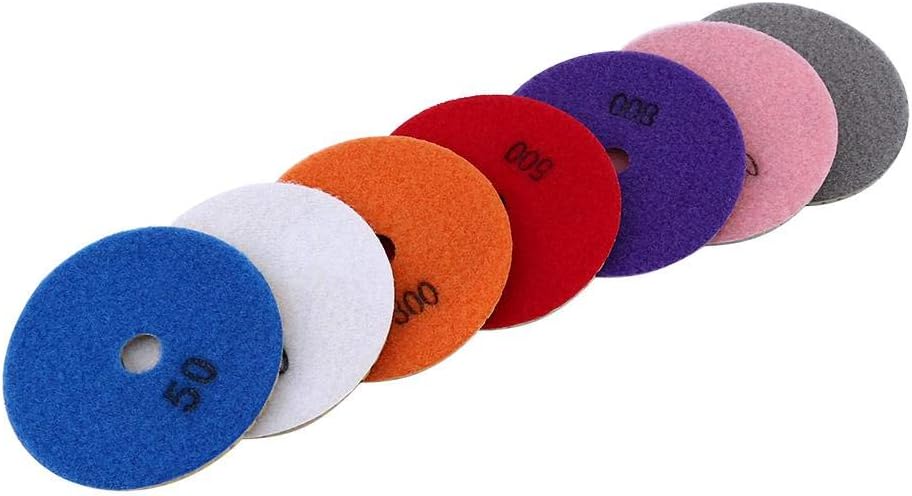 Generic Grinding Disc, 7pcs 100mm Strong Grinding Force Wear-Resistant Wet Diamond Polishing Pads Disc Granite Marble Concret for Glass Ceramics Stone Glass'
