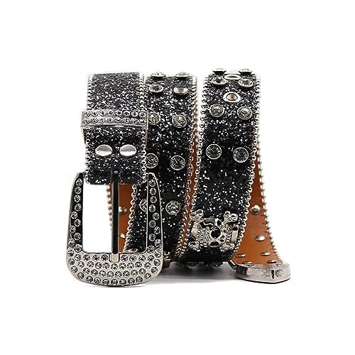 Rhinestones Skull Waist Belt Crystal Studded Belts Wide Waistband Adjustable Buckle Belt for Jeans4