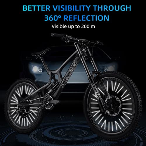 Samfolk 36PCS / 72PCS Kit Reflecteurs de Rayons, Catadioptre Velo Étanches et 360° Visibilité, Extra 24PCS / 48PCS Bande Reflechissante Rayon Velo - Image 4
