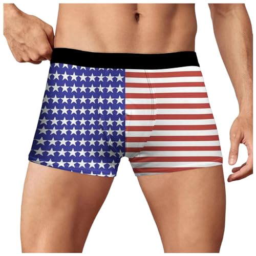 Ropa interior para hombre, diseño del Día de la Independencia, transpirable, moderno, novedoso, digital impreso en 3D, ropa interior de neopreno, ropa interior para hombre, azul, XXXL
