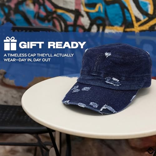 Image of Funky Junque Newsboy Hat for Women - Distressed Cadet Cap, Army Military Style Vintage Baseball Hat