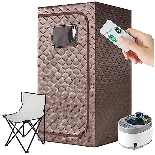 FICHET Kit de Sauna de Vapor Portátil para Casa, Sauna de Vapor para Casa SPA, Carpa Sauna Tamaño Completo con 4L&2000W Generador de Vapor Mando a Distancia, Temporizador, Sillas Sauna