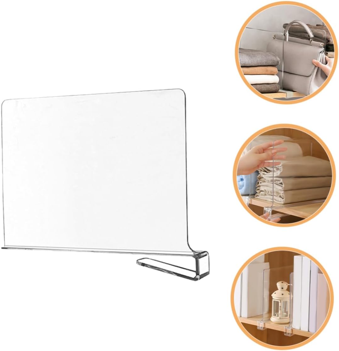 6pcs Transparent Closet Divider Multi-use Shelf Separators for Organizing Clothes No Tools Required Wear-Resistant for Home Office and Dorm Storage