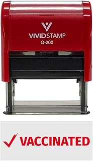 Vivid Stamp Vaccinated (Check) Medical Self-Inking Rubber Stamps (Red Ink) - Q-200
