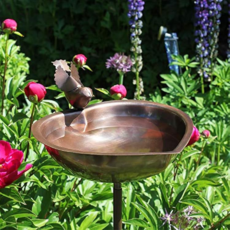 Achla Designs HBB-01-S Heart Shaped Birdbath with Stake, Copper