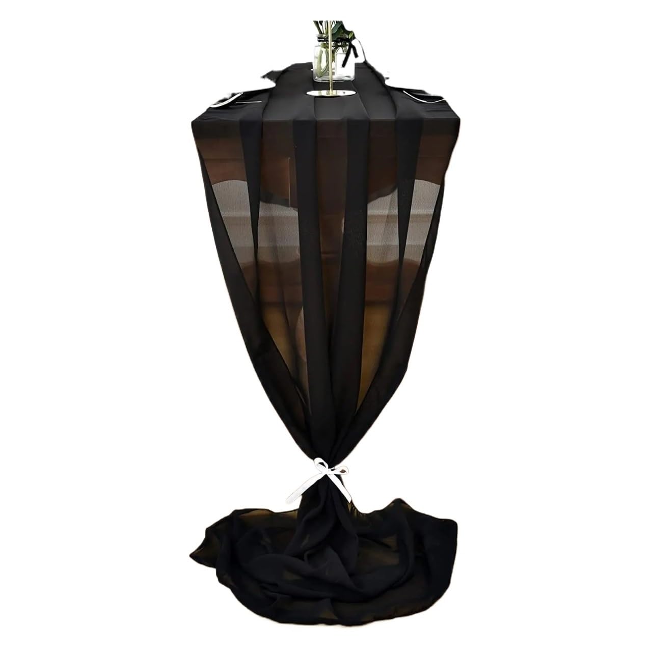 Chiffon Table Runner Chiffon Table Runner, Gauze Wedding Arch Chair Sashes ,for Party Festival Birthday Decor(Black,30x270cm)