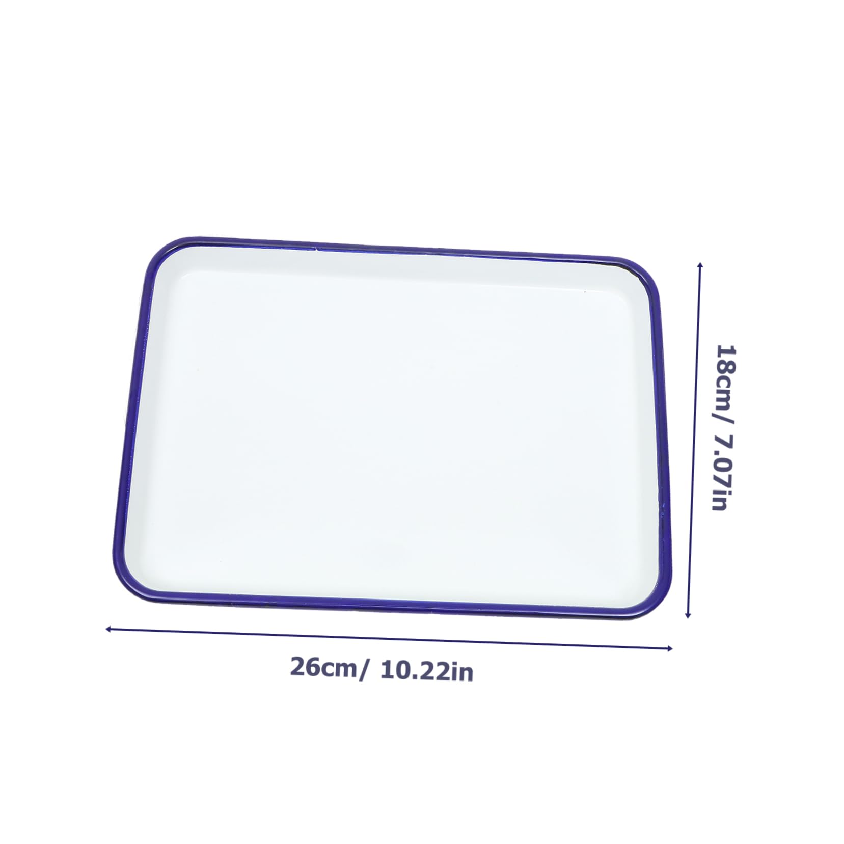 ABOOFAN White Enamel Sheet Pan Enamelware Roasting Pan Rectangular Baking Tray Black Rim Solid White Enamel Baking Cookie Sheet for Kitchen Restaurant 26x18cm