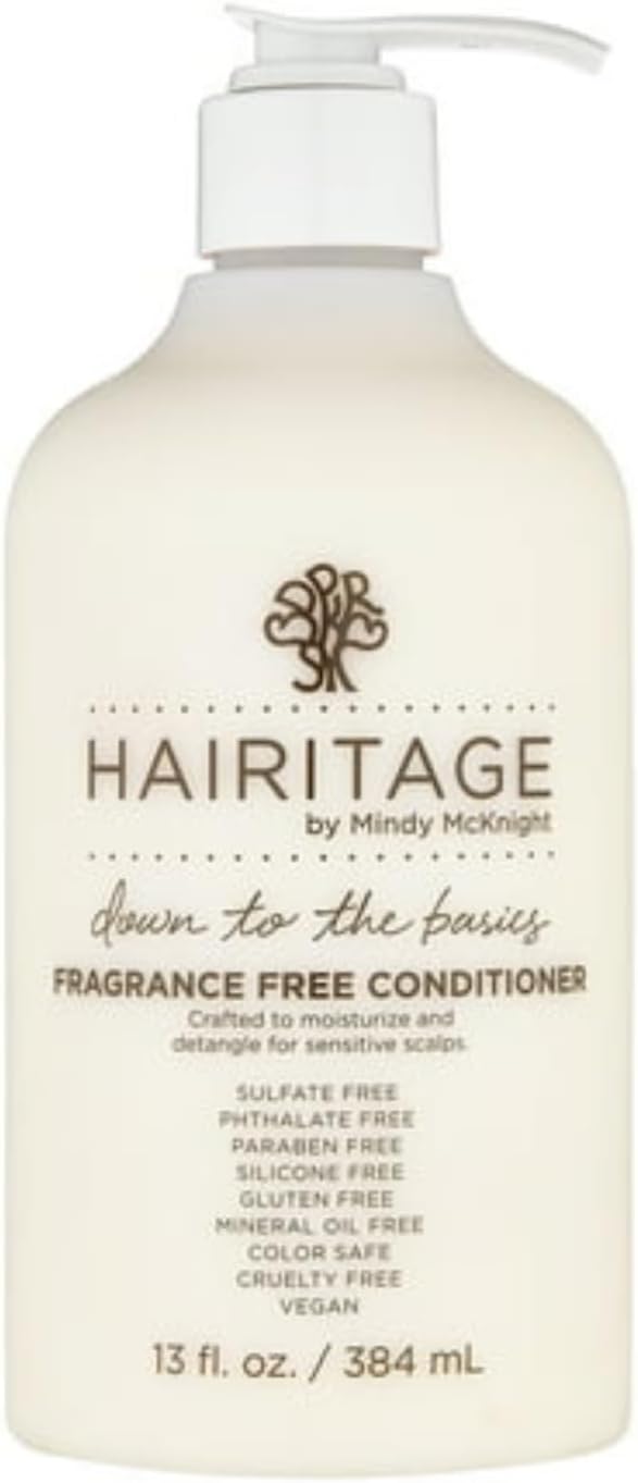 Hairitage Down to the Basics Fragrance-free Conditioner Formulated with Chamomile + Sunflower Seed Oil - Ultra-Mild + Moisture Rich - For Sensitive Scalps - No Artificial Perfumes, 13 oz