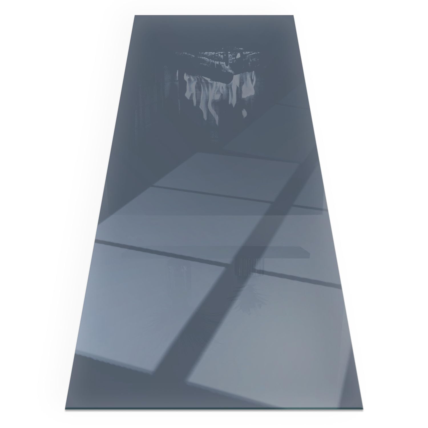 Protección de suelo para chimenea en cristal azul: calor seguro en tu salón