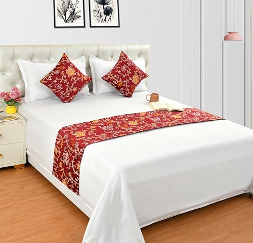 Shri Anand Creations Hand Embroidered Bed Runner Scarf with Matchi...