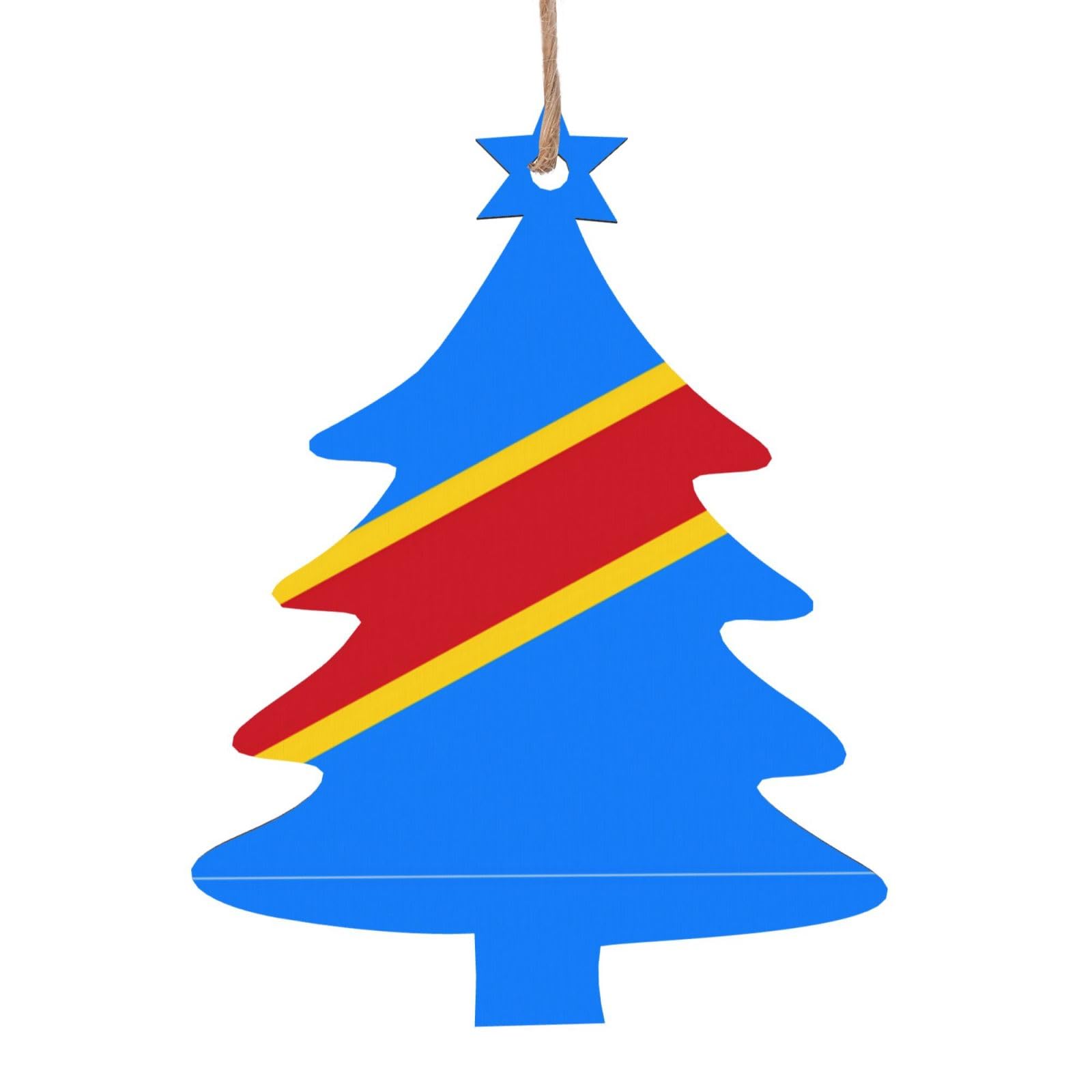 Flag of The Congo Printed Christmas Wooden Pendants, Simple and Environmentally Friendly, Holiday decorationsã€‚