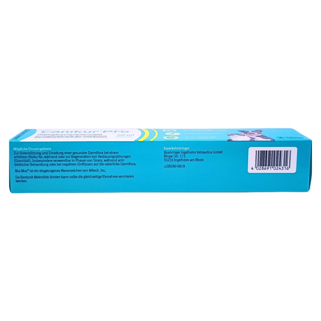 Canikur Pro 60 ml Paste I Diät-Ergänzungsfuttermittel für Hunde & Katzen I unterstützt Darmflora bei Futterumstellung, Antibiotika-Gabe & Verdauungsstörungen I Spar-Set plus Pharma Perle giveaway (1x)