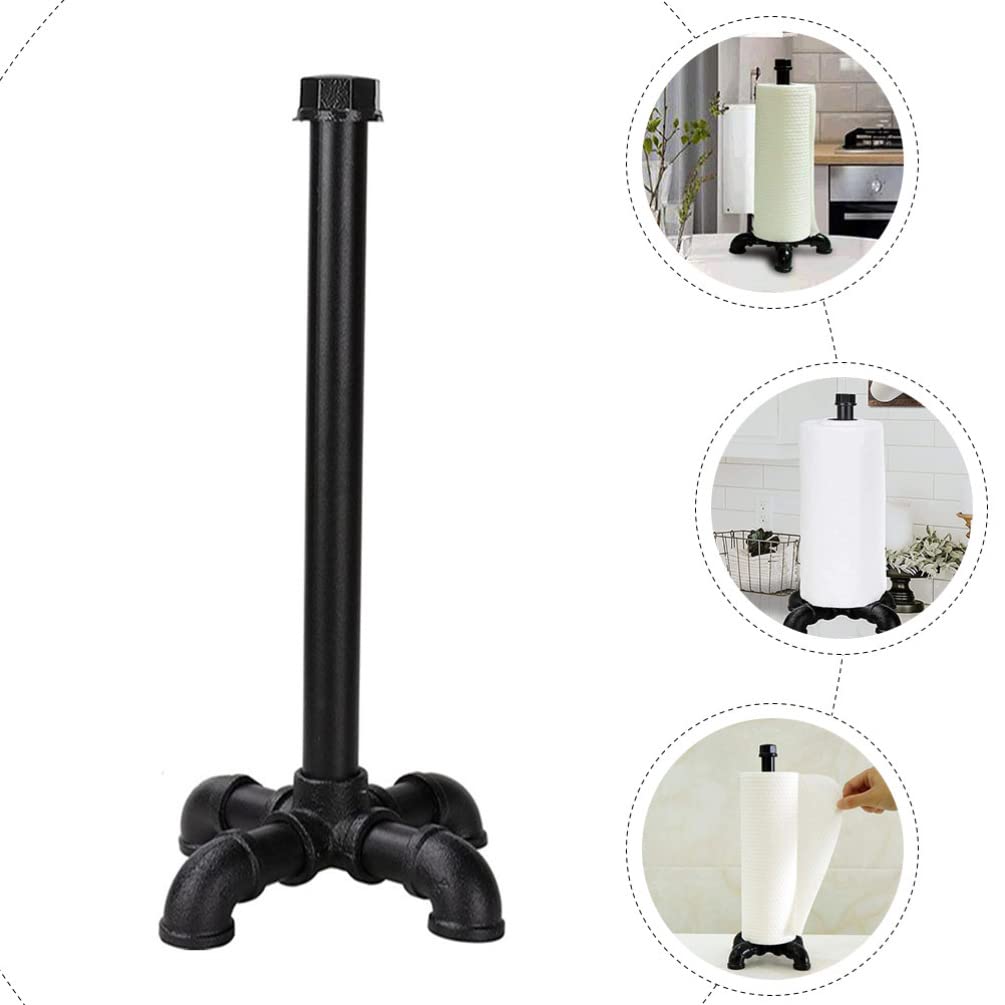 CMBSSTFC Soporte Industrial para Papel higiénico, Soporte para Rollo de Papel higiénico con Base de Hierro Fundido, Color Negro
