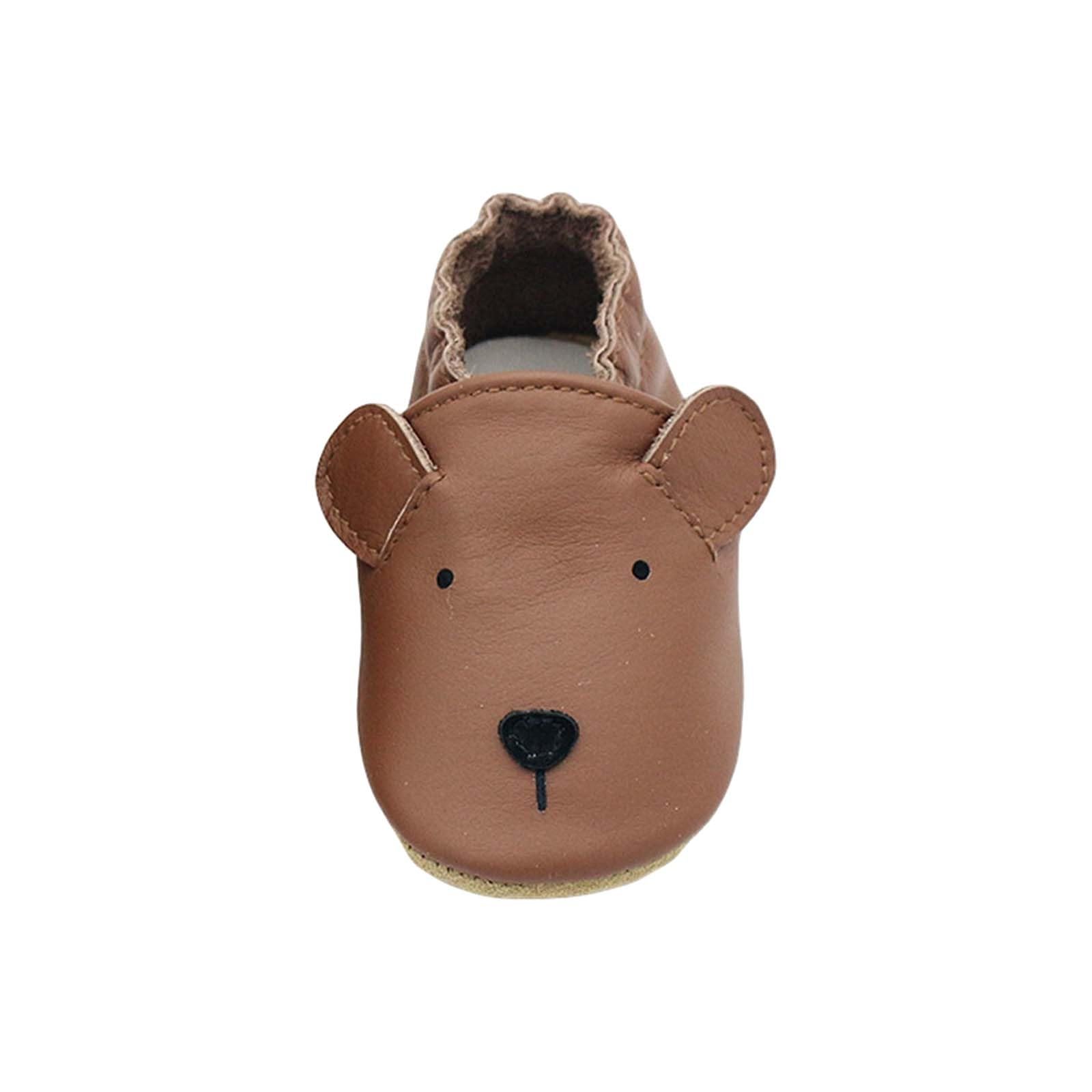 RNTOP Unisex Baby Shoes Infant Girls Boys Non Slip Soft Leather Shoes Toddler Soft Sole Shoes Slippers First Walking Shoes (Coffee, 18-24 Months)