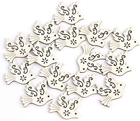 Romote 10Pcs Wooden Pieces Scrapbooking Natural Wood Embellishment Handcrafts Card Making Bird Decor