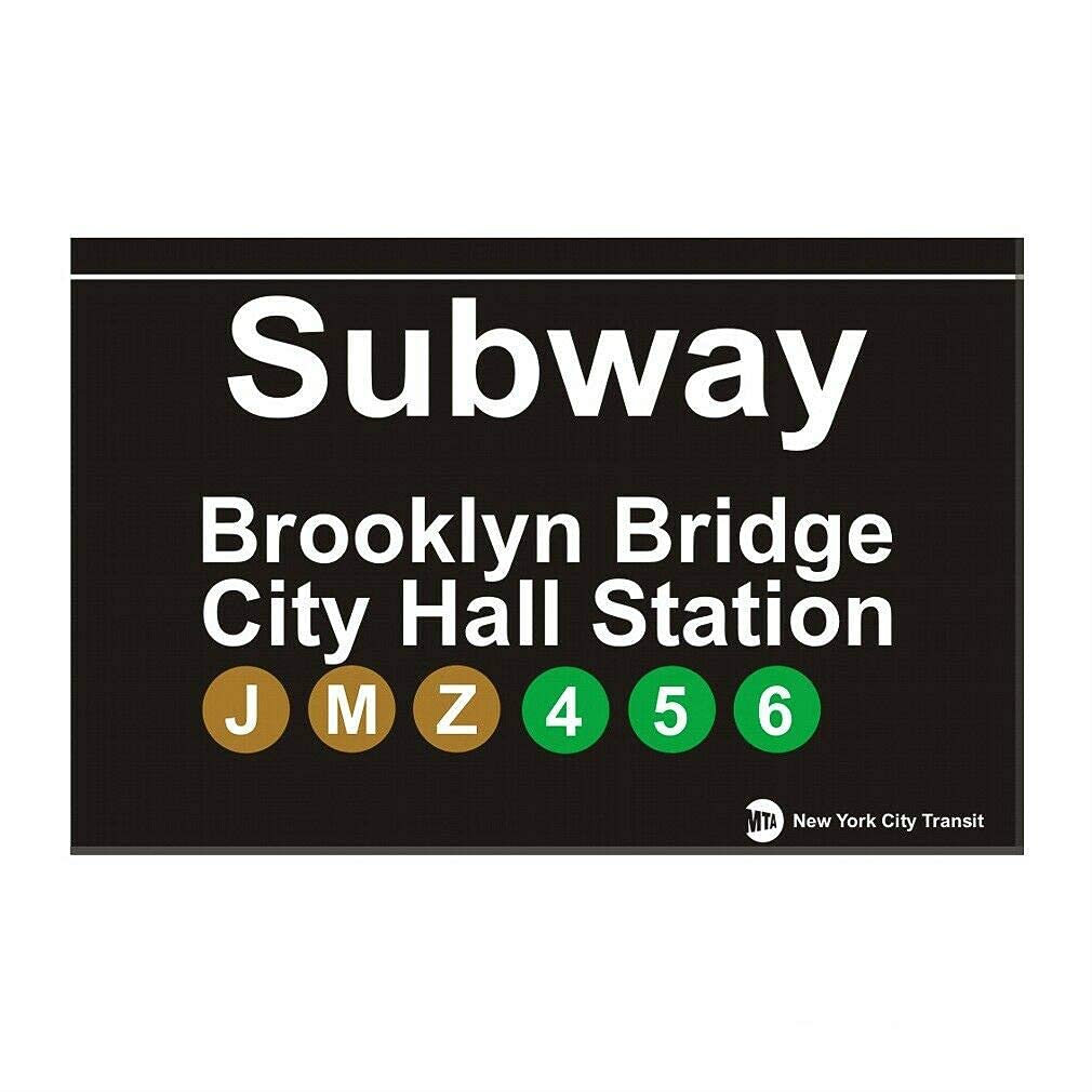 Bigyak Red Epochsign Brooklyn Bridge City Hall Subway New York City Metal Subway Sign 8X12 Inch