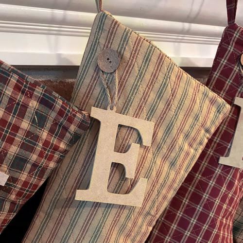 Marilee-Home-Vintage-Christmas-Stripe-Red-Green-Simple-Quilted-Homespun-Christmas-Stocking-with-Personalized-Letter-Charm Marilee Home Vintage Christmas Stripe Red Green Simple Quilted Homespun Christmas Stocking with Personalized Letter Charm