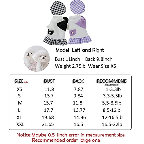 Pet Girls Suit Vintage Pearl Plaid Bow Dog Tutu Dress With Adjustable Hat Doggie Sweatshirt Puppy Girl Funny Costume Spring Dog Cat Outfits Apparel #TOP2