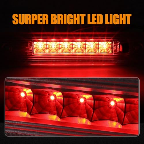 Image of Third 3rd Brake Light LED for 2008-2012 Jeep Liberty, High Mount Rear Brake Lights Assembly for 08-12 Liberty, Waterproof Center Cab Lamp Stop Light (Red)