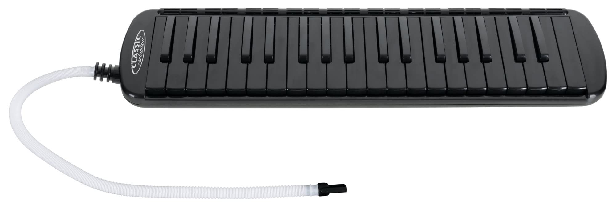 Classic Cantabile PML-37 BK Mélodica - Harmonica à vent avec 37 touches noires - Étendue : f - f³ - Avec étui, embout buccal et tuyau d'embouchure - Noir