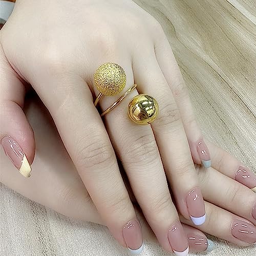 Boho Ball Adjustable Open Wrap Ring Polished Brushed 12mm Balls Stacking Statement Wedding Finger Rings for Women Girls Fashion Layered Comfort Fit Christmas Birthday Jewelry Gift for Friends Sister4