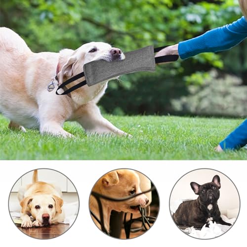 Beisswurst Für Hunde, 2 Stück 30cm Jute Beisswurst, Beißwursts Hunde Mit 2 Griff, Sehr Robustes Hundes Beisswursts, Hundes Training Zubehör, Zerrspielzeug Hund Zum Training Zerrspielzeug (Grau)