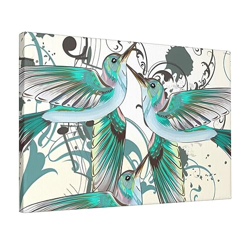 Toile murale oiseaux sarcelle créez une ambiance poétique dans votre chambre à coucher