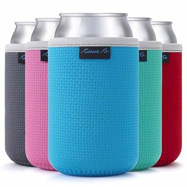 Beer Can Cooler Sleeves (5 Pack) Soft Insulated Neoprene Beer Coolies for Cans & Bottles - HTV Vinyl Compatible Drink Coolies in Bulk - Blank Can Cozy Set ¨C Standard 12 Oz Drink Koolies