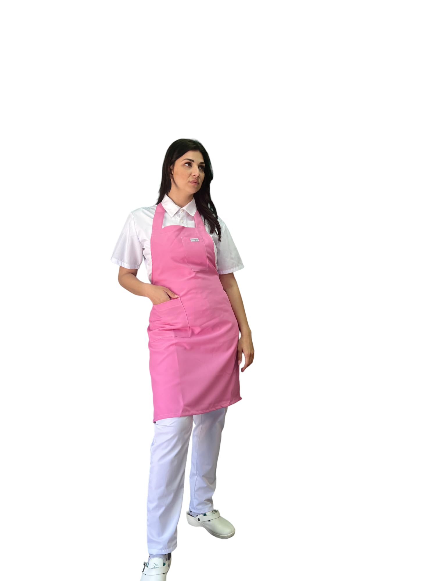 Tablier de cuisine rose, 10 pièces, broderie gratuite, pour bar, restaurant, hôtel, barman, serveur uniforme de travail, homme, femme, fabriqué en Italie, rose, Taille Unique